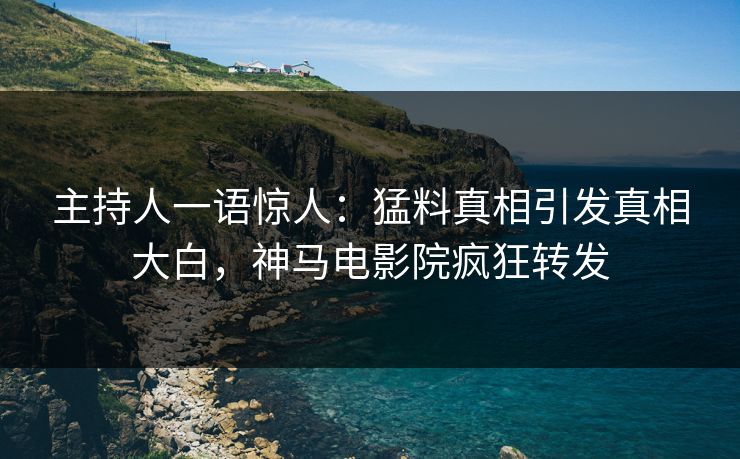 主持人一语惊人：猛料真相引发真相大白，神马电影院疯狂转发