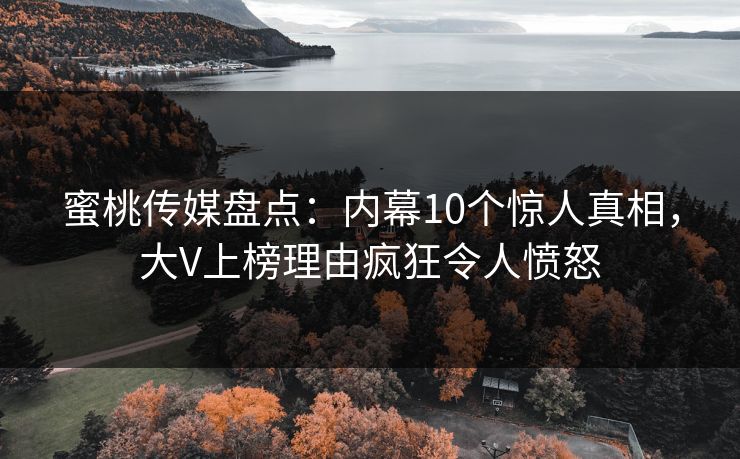 蜜桃传媒盘点：内幕10个惊人真相，大V上榜理由疯狂令人愤怒