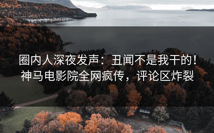 圈内人深夜发声：丑闻不是我干的！神马电影院全网疯传，评论区炸裂