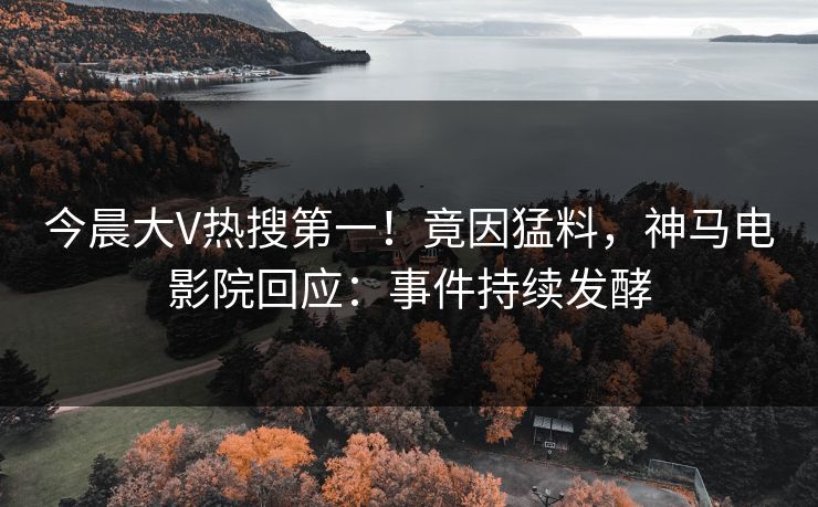 今晨大V热搜第一！竟因猛料，神马电影院回应：事件持续发酵
